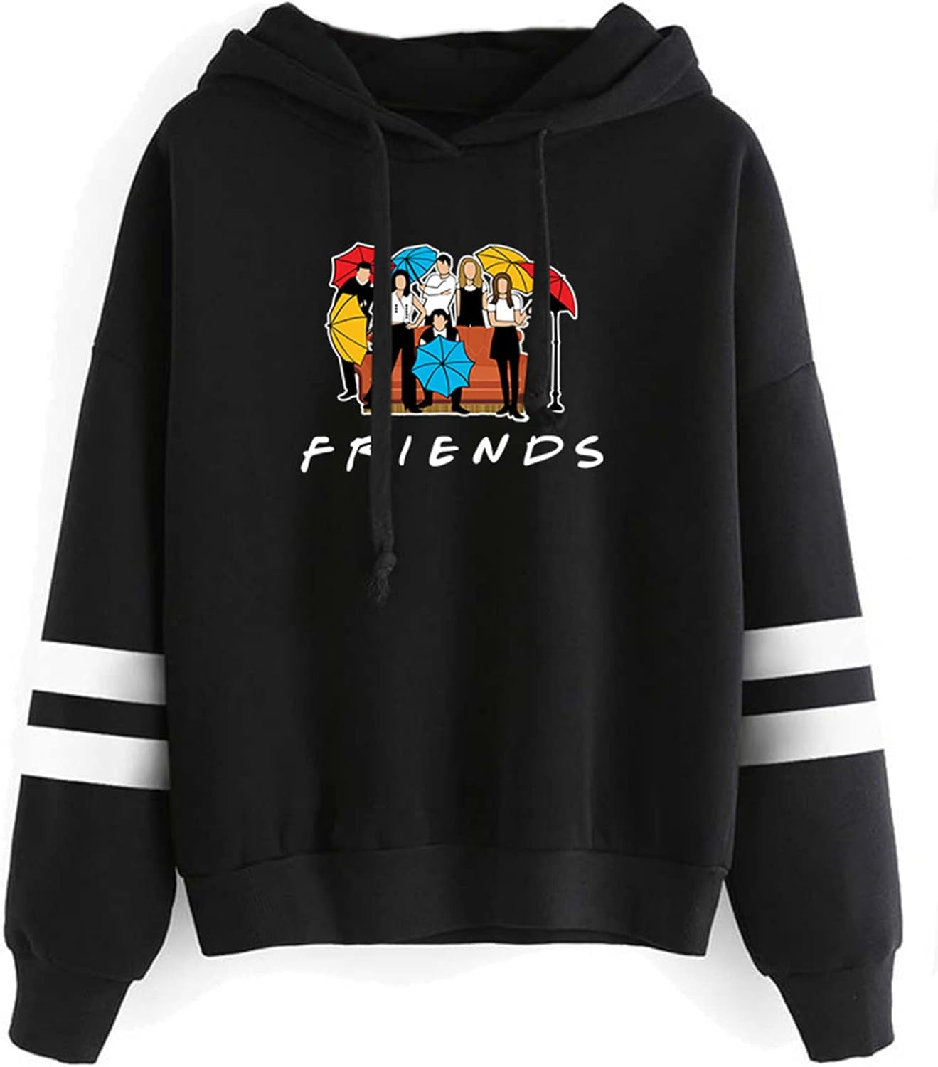 Fashion Friend Sweatshirt Hoodie Women Graphic Hoodies Pullover Funny Hooded Sweater Tops Clothes (Black, S)