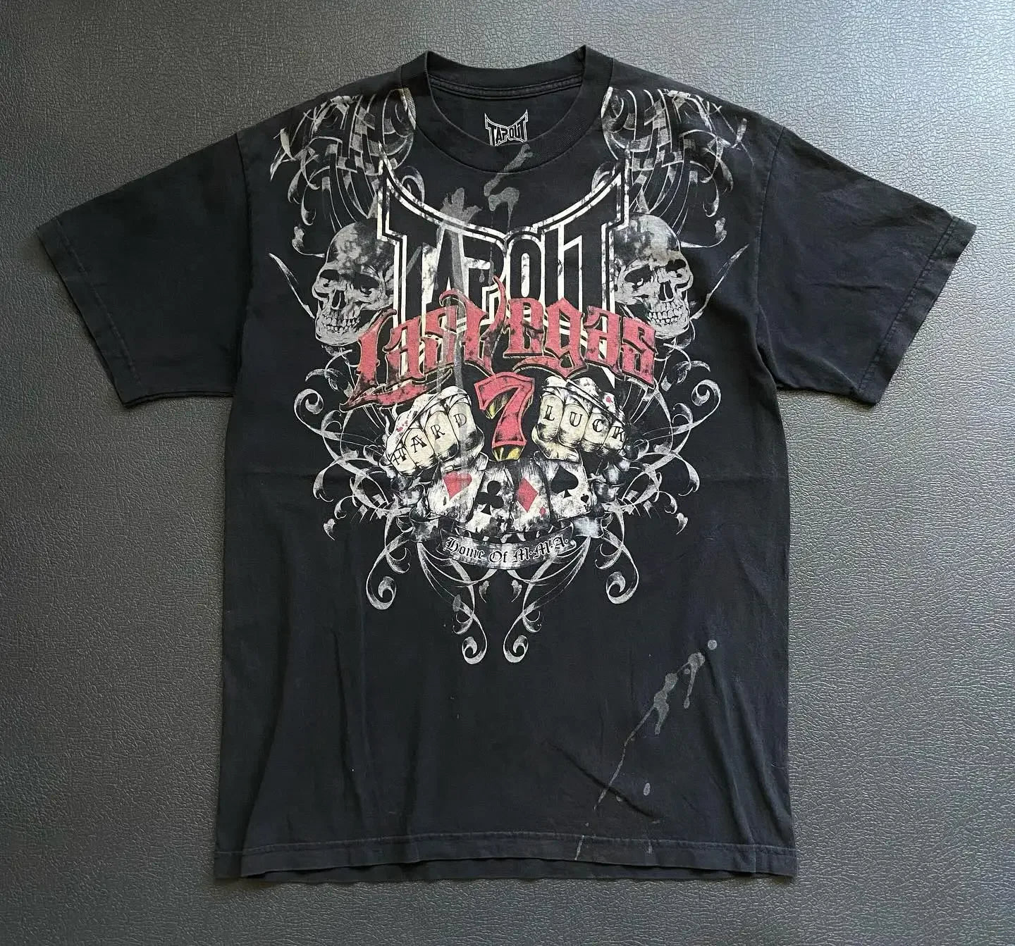 Gothic Vintage Distressed T-Shirt Two-in-One Skeleton Print Layered Top Y2K Retro Streetwear Loose Fit Harajuku Fashion Tee