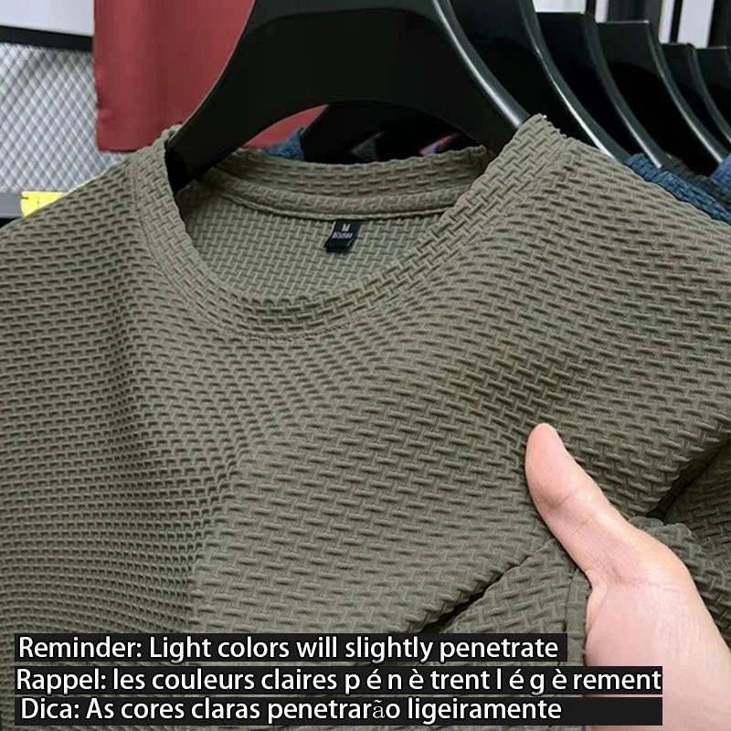 M-5XL Summer New Men's Round Neck Short Sleeved T-shirt Wrinkle Resistant And Breathable Top Texture Fabric Leisure Versatile