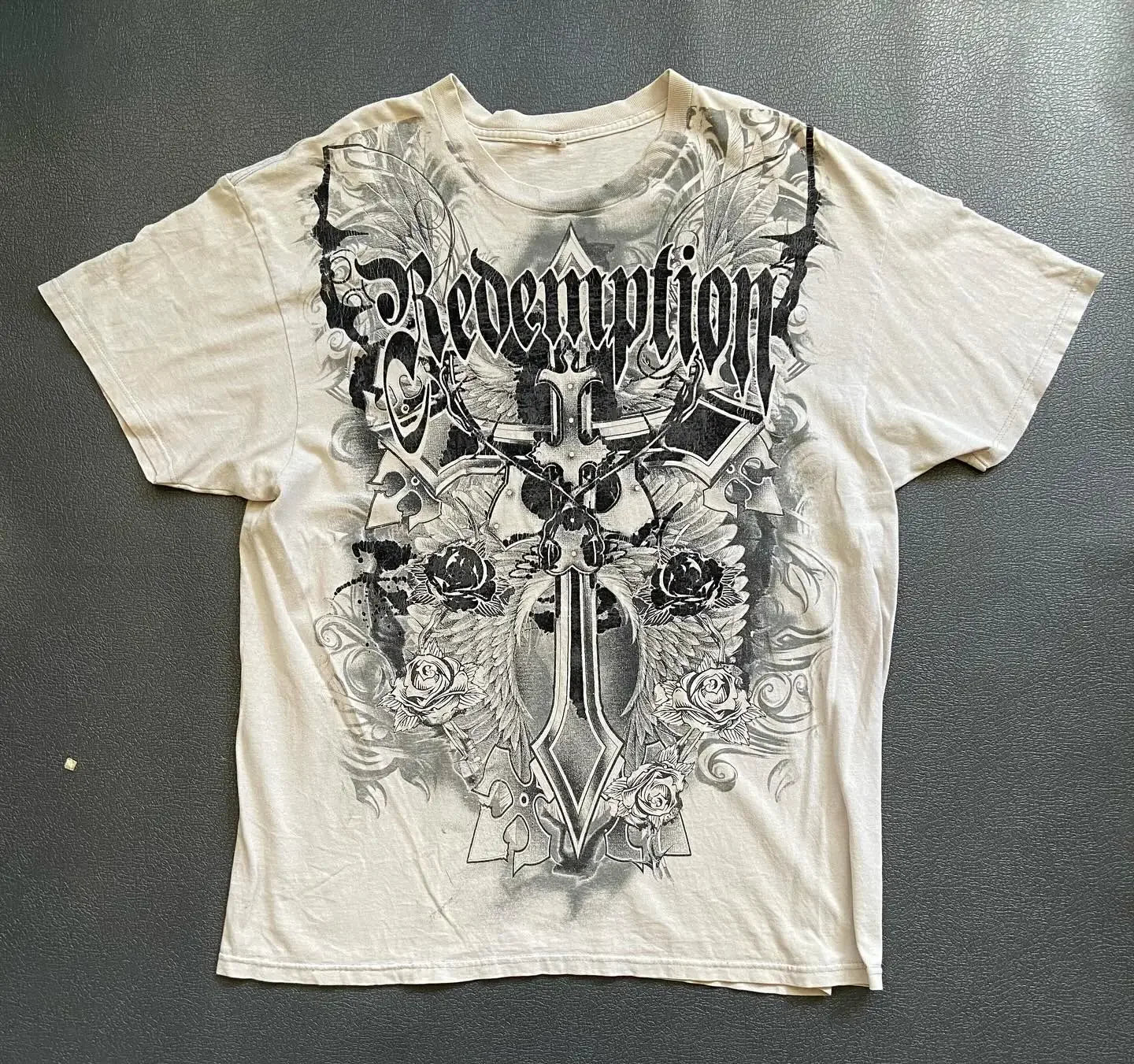 Gothic Vintage Distressed T-Shirt Two-in-One Skeleton Print Layered Top Y2K Retro Streetwear Loose Fit Harajuku Fashion Tee