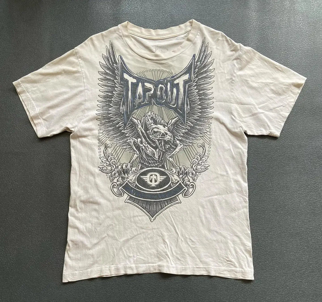 Gothic Vintage Distressed T-Shirt Two-in-One Skeleton Print Layered Top Y2K Retro Streetwear Loose Fit Harajuku Fashion Tee
